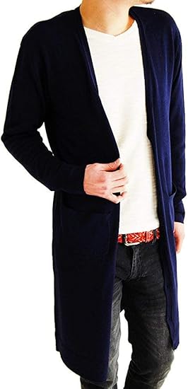 Amazon アーケード Arcade メンズ カーディガン ロングカーディガン コットン ロング丈 ニットカーデ L ネイビー カーディガン 通販