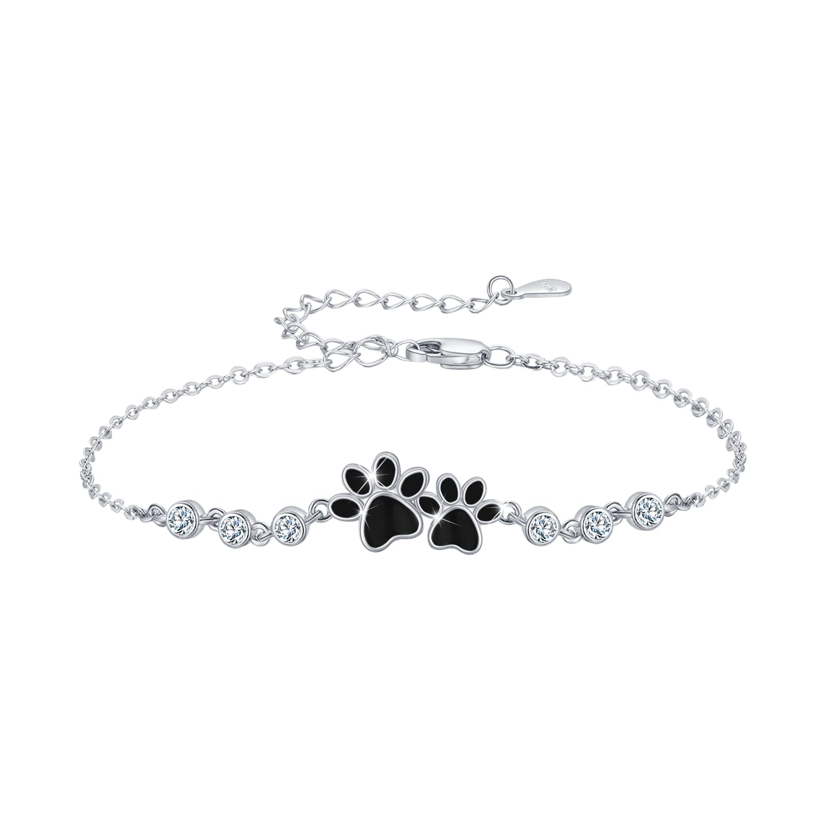 SOESON Paw Bracelet for Women 925 Sterling Silver Cute Dog Paw Bracelet Animal Adjustable Birthday Christmas Jewellery Gifts
