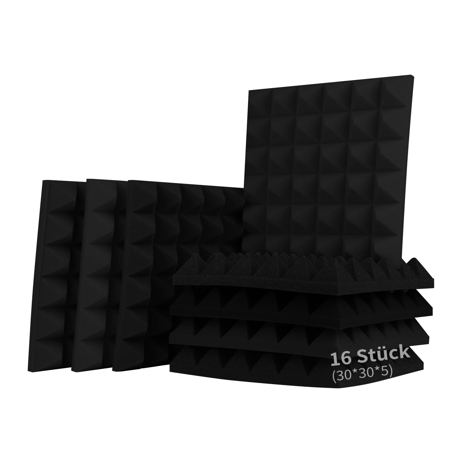 16 Pack Pyramid Acoustic Foam Panel, 2" X 12" X 12" High-Density Sound Proofing Panels, Enhanced Acoustics and Audio Quality, Soundproofing Foam for Recording Studios, Home Theaters, Bedrooms, Offices