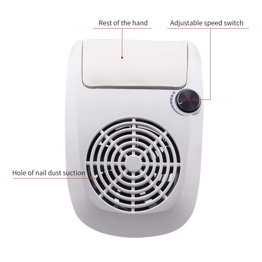 JEWHITENY Nail Dust Collector Vacuum Cleaner Professional Powerful Manicure Machine with 2 Dust Bag Nail Art Salon Equipment Adjustable Speed Collector : Beauty