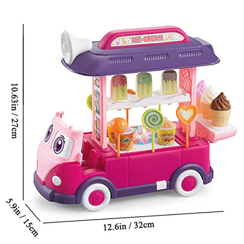EylbKey Ice Cream Truck, Pretend Play Food Truck Set with Light and