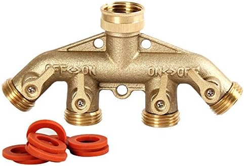 HOBBYS GARTEN Brass Hose Splitter Garden Hose Fitting (Brass 4 Way Splitter)