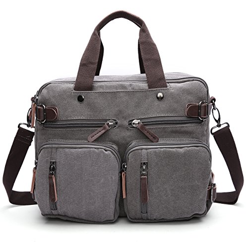 GESU Hybrid Laptop Backpack Messenger Bag Convertible Briefcase Backpack Shoulder Bag Bookbag Rucksack Satchel For Men Women Grey.