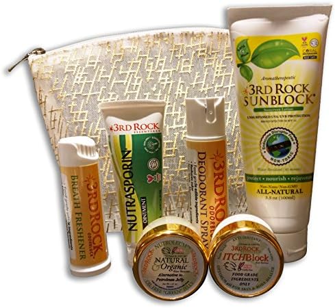 Natural and Organic Skin and Body Set with Beautiful Bag Includes Silver Gel Ointments, America's Most Effective Zinc Sunscreen, Silver Body and Breath Spray and Non Petroleum Skin Balm