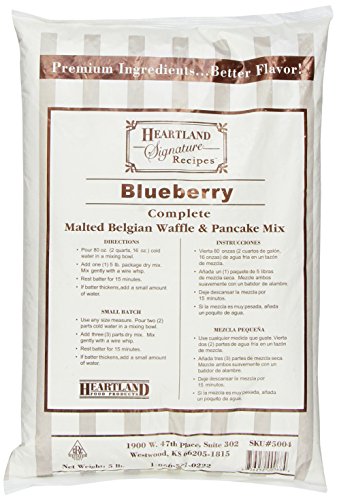 Heartland Food Products Signature Recipe Belgian Waffle Mix, Blueberry, 5 Pound