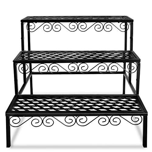 Tiered Plant Stand Outdoor Metal 3 Tier Stands for Multiple Plants Ladder Potted Indoor Shelf Holder Rack