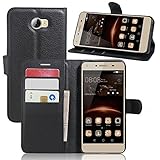 Huawei Y5II Case, Huawei Y5 2 Case, Starhemei Slim Flip Pu Leather With Stand [Card Slot],Wallet Phone Case Cover For Huawei Y5II/Huawei Y5 2 Smartphone (Wallet-Black)