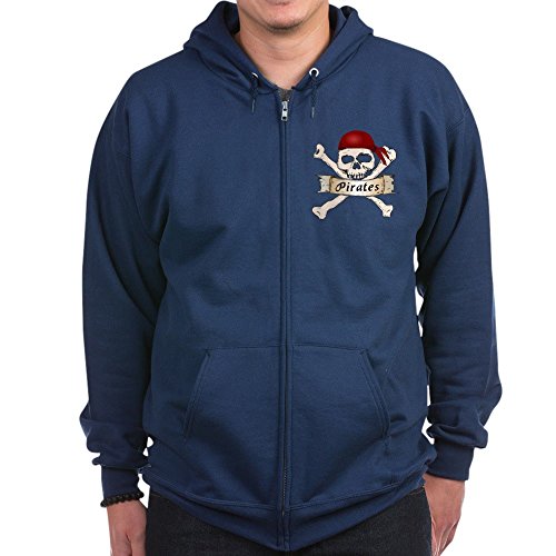 Truly Teague Zip Hoodie (Dark) Simply Pirates Skull & Crossbones - Navy, Large