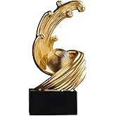 XYQXYQ Golden Wave Resin Sculptures with Crystal Ball Decor - Modern Abstract Home Decor, Ideal for Dining Table Centerpiece, Bookshelf, TV Stand, Office Desk & Home Entryway (B,Gold)