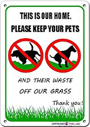 Eletina This is Our Home, NO Poop, NO Pee,Pooping Be Respectful Dog Sign,Discreet, Polite,Please Keep Your Pets And Their Waste Off Our Grass,Yard Aluminum Sign 8x12 Inches