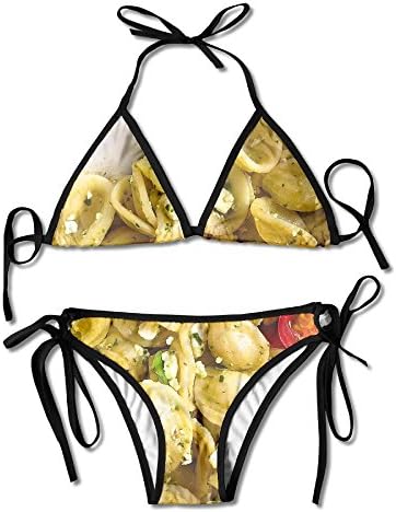 Women Girl Pasta Salad Pesto Delish Adjustable Sexy Bathing Suit Bikini Set Beach Swimsuit Two Pieces Swimwear