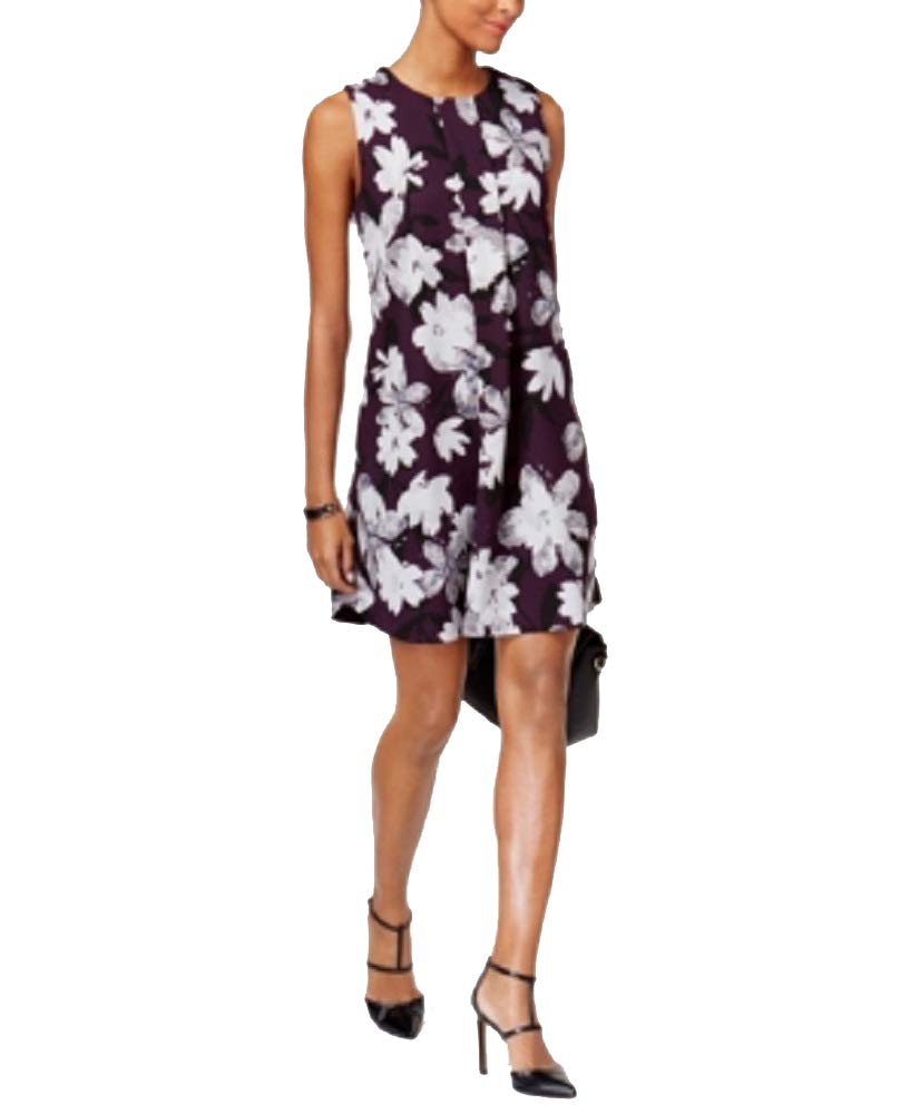 Alfani-Pleat-Front-A-Line-Dress-Plum-Watercolor-8