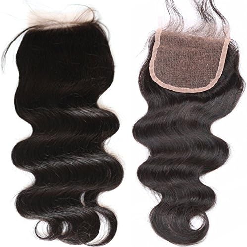 Toprincess 4"x4" Brazilian Body Wave Top Closure Unprocessed Human Hair Lace Closure Bleached Knots with Baby Hair 135% Density Free Part Lace Closure (8Inch Free Part)