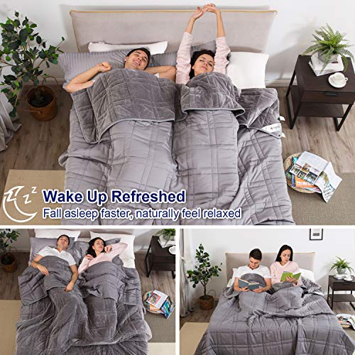 Reversible Weighted Blanket King Size 25lbs(88''x104'', All Season Use), Warm Short Plush and