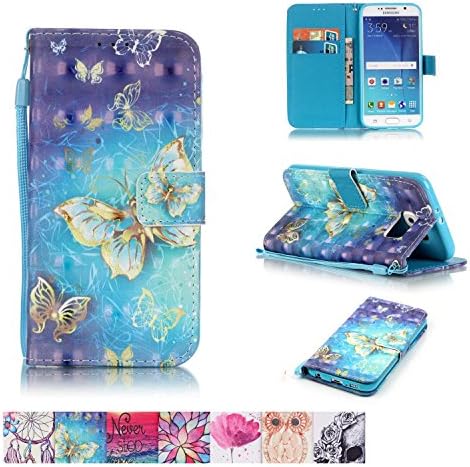 Galaxy S6 Case, Firefish [Kickstand] [Card/Cash Slots] Impact Dispersion PU Leather Wallet Flip Cover with Wrist Strap for Samsung Galaxy S6