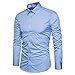 Manwan walk Men's Slim Fit Business Casual Cotton Long Sleeves Solid Button Down Dress Shirts (Medium, Light Blue)