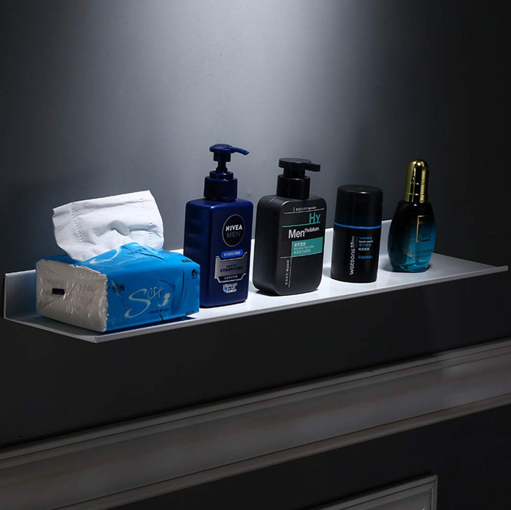 AJINGELA Wall Mounted Floating Metal Shelves Ledge,White Bathroom Shelf Wall Mounted Shelving,Space Saving Rustproof Extra Strong Loading capacity Storage Rack(1pcs,60cm)