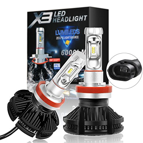 SuperArt H11 LED Headlight Bulbs X3 Series H8 H9 Led Bulbs Conversion Kit with 2 Pcs of LED Bulbs 50W 6000lm Z