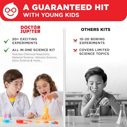 Doctor Jupiter Toy Science Kit for Boys & Girls Ages 7-8-9-10-11-12-13-14 | Birthday Gifts for 7+ Year Old Kids | Learning & Education toys, 50+ Experiments | Science Kits for Kids Ages 8-12, Birthday Gift Ideas for Boys & Girls 8, 9, 10, 11, 12 Year Olds, STEM Educational Toys
