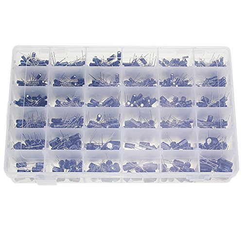 Wimas 36Value 1000pcs Electrolytic Capacitor Assortment Box Kit Range 0.1uFï¼1000uF (36Value 1000pcs)