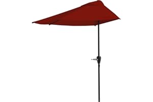 Pure Garden Half Umbrella - 9 ft Patio Umbrella with Easy Crank - Outdoor Patio Shade - Small Canopy for Balcony, Table or Deck