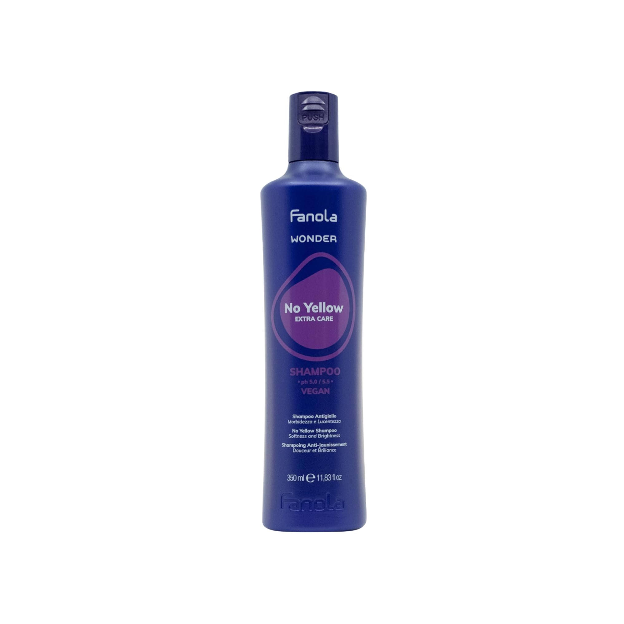 Fanola Wonder, Anti-Yellow Shampoo for Blonde, Lightened, Bleached or Grey Hair, Neutralizes Yellow Tones with Toning Action Leaving Hair Softer and Shiner, 350ml