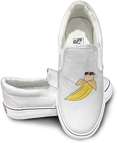 Raroccan Flower Crown Banana Unisex Canvas Sneakers Shoes White 36