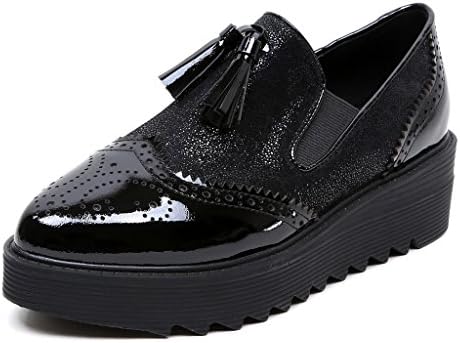 RoseG Womens Fashion Lace Up Brogue Oxfords Wedge Heel Chic Shoes