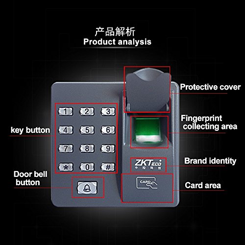 LIBO Fingerprint Machine Biometric Fingerprint Access Control Keypad, 500 Users, with 10pcs Proximity RFID 125KHz Cards Keyfobs, for Home/Office Electric Door Lock System