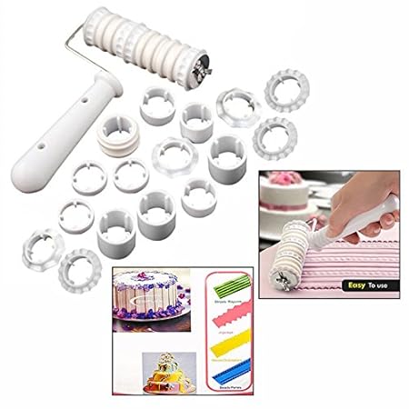 Gearmax Kitchen Craft Fondant Ribbon Cutter Embosser Roller Cake