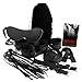 PlayRoom Starter Kit Under Bed Restraint Set with Soft/Strong Wrist and Ankle Cuffs, Blindfold Mask, Flogger Whip, Carry Case & Bonus Gift:eBook
