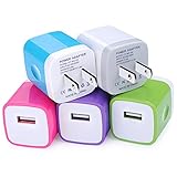 Charger Plug, CIQILY 5-Pack 1Amp Universal Home Travel Wall Charger Plug Cube Power Adapter Charging Block for iPhone 8/7/6S Plus 5S 5C SE 4S, Samsung Galaxy S8 Plus S7/S6/S5/S4, Note 8 6 5, HTC