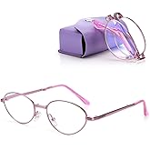 TERAISE Folding Reading Glasses for Women, Anti Blue Light Compact Readers Portable Case, Lightweight Metal Eyeglasses