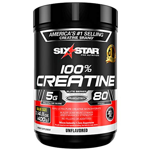 Six Star Creatine Monohydrate Elite 100% Creatine Monohydrate Powder | Post Workout Muscle Recovery & Muscle Builder | Micronized Creatine Powder | Mass Gainer | Unflavored (80 Servings)