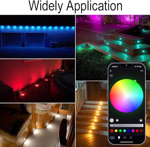 INDARUN WiFi Recessed Floor Lamp RGBW Waterproof IP67 Ø45 mm – Lighting for Patio, Patio, Path, Wall, Garden, Decoration, Indoor and Outdoor (Pack of 20)