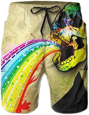 Skull Rainbow Men's Summer Beach Shorts Quick Dry Boardshort Swimming Surf Trunk