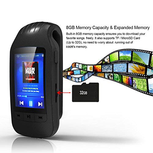 MP3 Player with Clip Bluetooth for Sport, 8 GB Music Player Lossless Sound Support FM Radio Recorder Stopwatch Pedometer,Expandable up to 32 GB