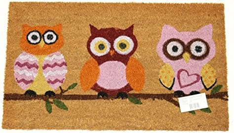 Home Garden Hardware 37427 Owls Printed Coir Doormat,Natural,Small