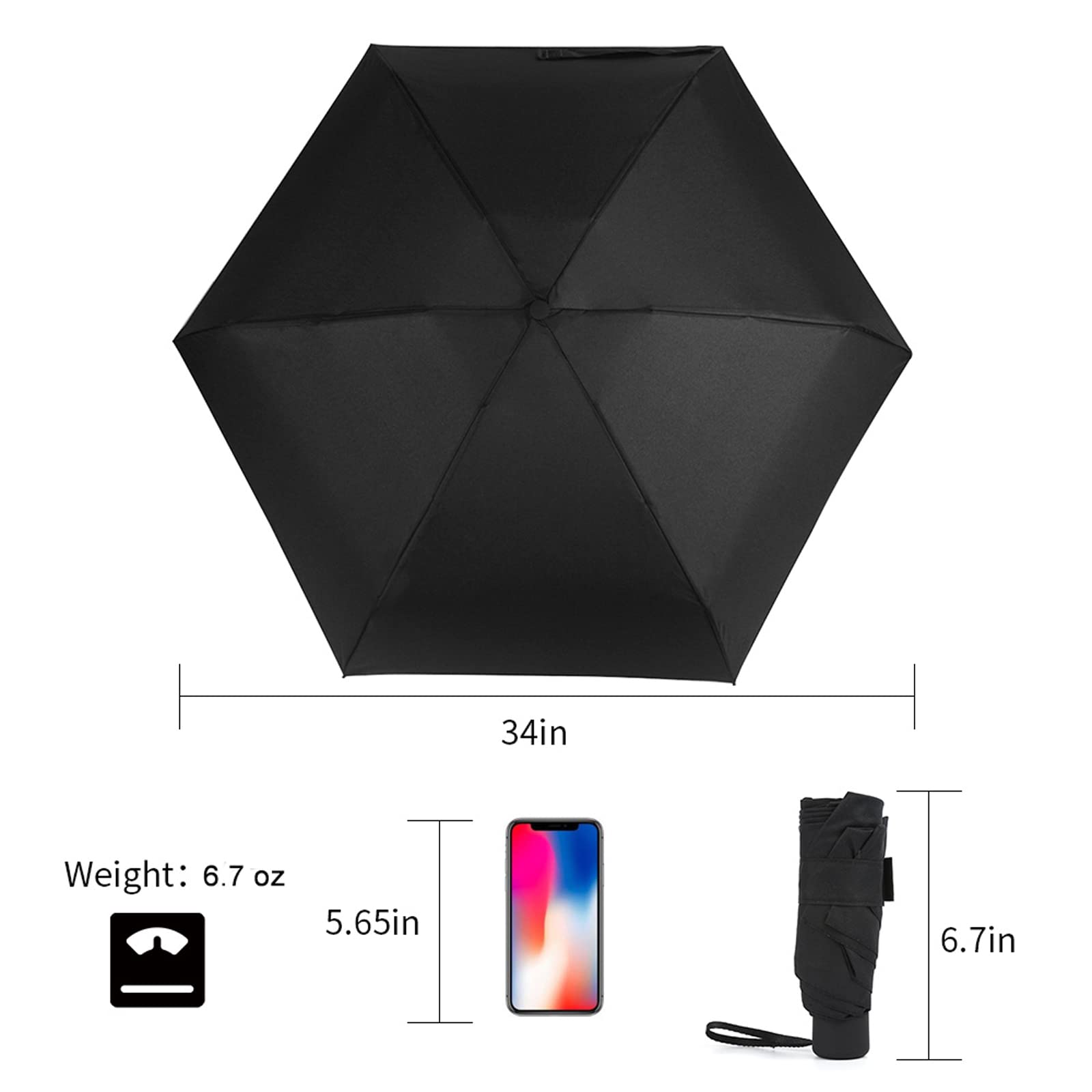 GAOYAING Small Mini Umbrella with Case by GAOYAINIG Light Compact Design Perfect for Travel Lightweight Portable Parasol Outdoor Sun&Rain Umbrellas 34 Inches