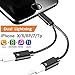 2-in-1 Lightning Splitter Adapter for iPhone 7 / 8 / X / 7 plus / 8 plus, Double lightning ports for dual Lightning Headphone Audio and Charge Adapter. (Compatible IOS 10.3, IOS 11 and Later)-Black