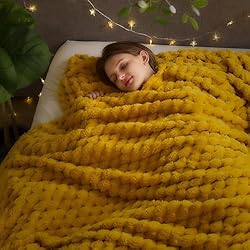 NEWCOSPLAY Super Soft Queen Blanket Mustard Yellow