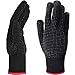 TecUnite 2 Pieces Heat Resistant Gloves Silicone Non-slip Gloves for Hair Styling Curling Iron, Fit All Hand Sizes (Black silicone dots)