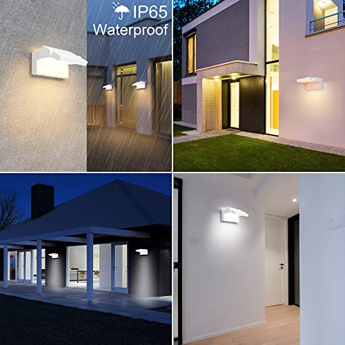 Klighten LED Wall Light Dimmable Outdoor Indoor 24W APP Control, Timer, IP65 Wall Lights, Adjustable Modern Aluminium Wall Lamps for Entrance Balconies Gardens, White, 3000K-6000K