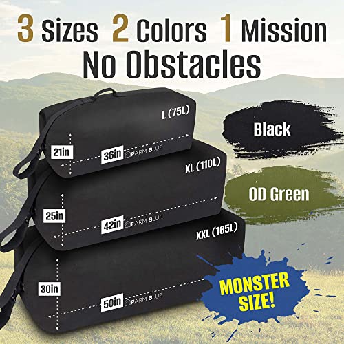 Farm Blue Top Load Duffle Bag Extra Large Military OD Duffel Bags Heavy Duty Army Grade
