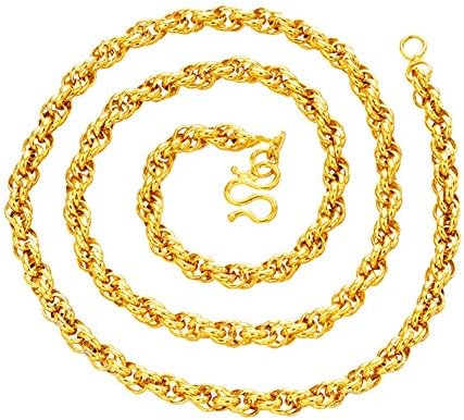 KTT 24k Thai Yellow Gold GP Filled Necklace Jewellery Cuban Link The Look & Feel of Solid Gold Rope Chain Gold Chain for Men & Women,3mm