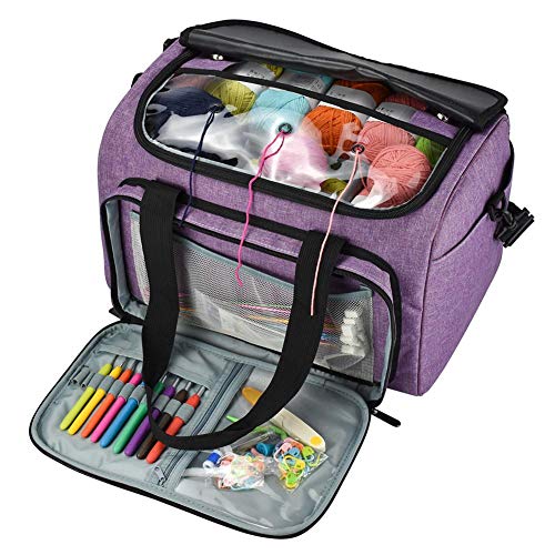 Fancystar Knitting Bag Yarn Storage Tote Bag Nylon Waterproof - Yarn Organizer Crochet Bag with Knitting Accessories Case