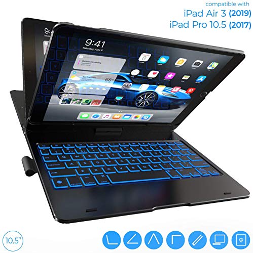 iPad Air 3 Case with Keyboard (10.5", 2019) - Backlit - 360 Rotatable - Wireless - iPad Air 3rd Generation - Keyboard Case - iPad Pro 10.5 Case with Keyboard