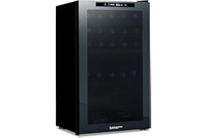 Luma Comfort Shadow Series Wine Cooler Refrigerator 33 Bottle Dual Temperature Zones, Freestanding Mirrored Wine Fridge with Double-Layer Tempered Glass Door & Compressor Cooling,Black