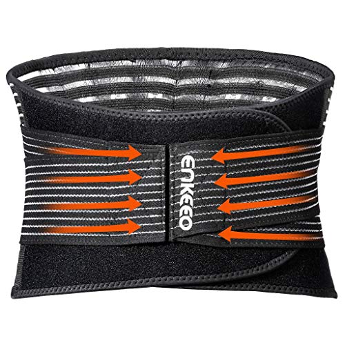 ENKEEO Back Braces Lumbar Lower Belt Support, Relief for Back Pain Support Breathable Brace for men, Dual Adjustable Sciatica Scoliosis Straps for Back Pain & Stress