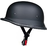 German Style Motorcycle Half Helmet Open Face Adult Men Women DOT Approved Retro Helmet，Matte Black